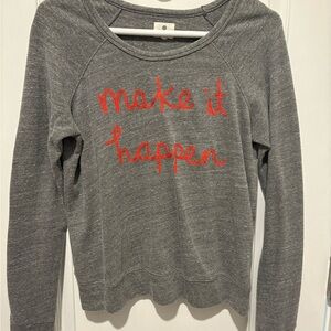 Sundry by Evereve Gray Make it HappenSweatshirt with Red Embroidery